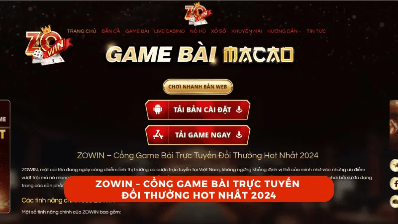 ZOWIN cổng game bài trực tuyến HOT Số 1 Việt Nam